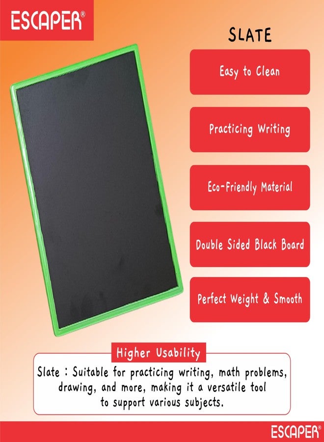 ESCAPER Assorted Double Sided Slate Board for Kids, 8 x 10 Inches - Ideal for 3-12 Years Age Kids, Reusable Drawing and Writing Board, Preschool Learning Chalkboard - Image 4